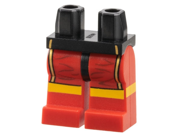 LEGO 970c05pb03 Hips and Red Legs with Boxing Trunks with Gold Piping Pattern - Main Product Image
