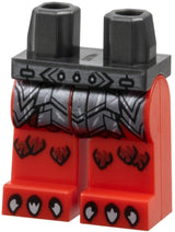 LEGO 970c05pb31 Hips and Red Legs with Dark Silver Belt with Rivets, Segmented Armor with Sharp Plates and Scratches, Dark Red Scales, Silver Claws Pattern - Main Product Image