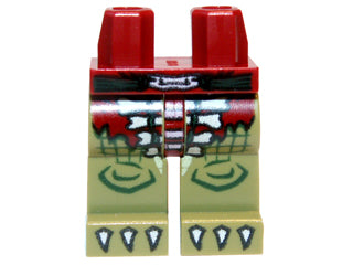 LEGO 970c155pb05 Hips and Olive Green Legs with  Loincloth, White Bones and White Claws Pattern - Main Product Image
