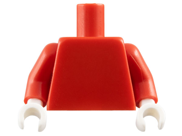 LEGO 973c031 Torso Plain / Red Arms / White Hands - Main Product Image