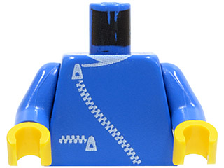 LEGO 973p0ac01 Torso Jacket with White Zippers and Neck Pattern /  Arms / Yellow Hands - Main Product Image