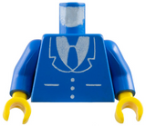 LEGO 973p18c01 Torso Suit Jacket with Buttons and Pockets over White Shirt, Tie Pattern / Blue Arms / Yellow Hands - Main Product Image