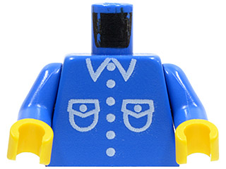 LEGO 973p26c01 Torso Shirt with White Pockets, Buttons, and Collar Pattern /  Arms / Yellow Hands - Main Product Image