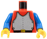 LEGO 973p40c03 Torso Castle Silver Breastplate Armor, Black Belt with Yellow Buckle Pattern / Blue Arms / Yellow Hands - Main Product Image