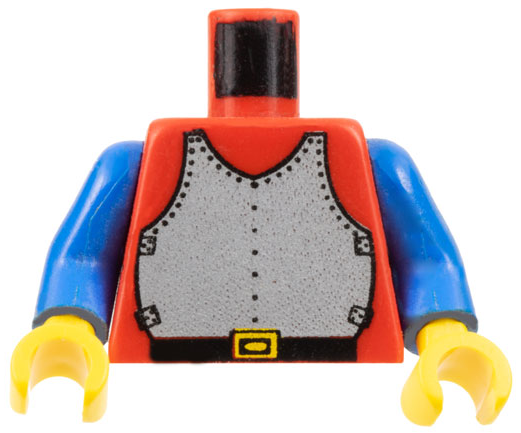 LEGO 973p40c03 Torso Castle Silver Breastplate Armor, Black Belt with Yellow Buckle Pattern / Blue Arms / Yellow Hands - Main Product Image