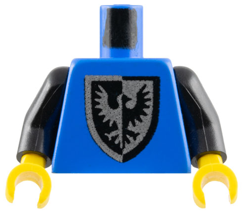 LEGO 973p43c01 Torso Castle Black Falcon with Shield Bottom Round Pattern / Black Arms / Yellow Hands - Main Product Image