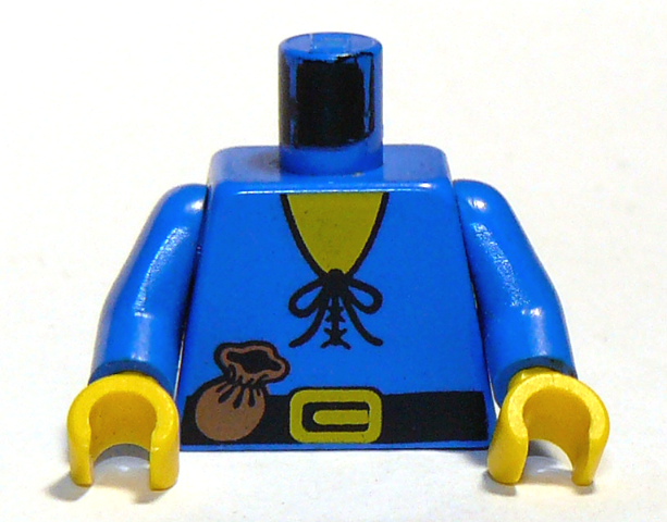 LEGO 973p46c02 Torso Castle Forestman Shirt with Laces, Black Belt with Buckle, Brown Pouch, Yellow Neck Pattern /  Arms / Yellow Hands - Main Product Image
