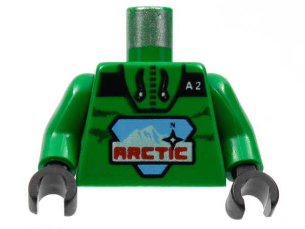 LEGO 973p7bc01 Torso Arctic Logo Large and 'A2' Pattern /  Arms / Black Hands - Main Product Image