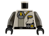 LEGO 973pb0004c01 Torso Space Exploriens Silver Circle Logo and Radio, Light Gray Stripe, Yellow Buttons, Black Belt Pattern / Dark Gray Arms / Black Hands - Main Product Image