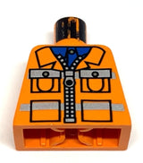 LEGO 973pb0010 Torso Town Construction Zipper Jacket, Blue Shirt, Safety Stripes Pattern - Main Product Image