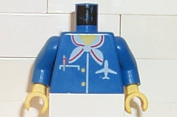 LEGO 973pb0031c01 Torso Airplane Crew Female, Pocket, Pen, Scarf and Logo Pattern /  Arms / Yellow Hands - Main Product Image