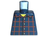 LEGO 973pb0086 Torso Shirt Dark Red Plaid, 4 White Buttons, Narrow Yellow Neck Pattern - Main Product Image