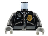 LEGO 973pb0261c01 Torso Police Leather Jacket, Gold Badge, Radio, Belt Pattern /  Arms / Dark Bluish Gray Hands - Main Product Image