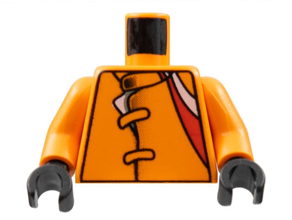 LEGO 973pb0272c01 Torso Racers Jacket with Straps, Red & White Stripes Pattern /  Arms / Black Hands - Main Product Image
