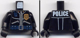 LEGO 973pb0289c01 Torso Police Leather Jacket, Gold Badge, Radio, Ammo Belt, Police Pattern on Back /  Arms /  Hands - Main Product Image
