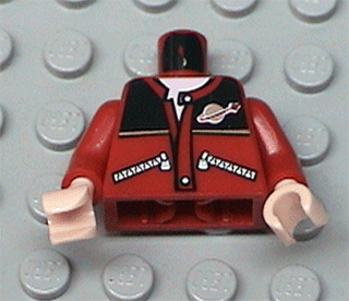 LEGO 973pb0298c02 Torso Jacket with Zippers, Black Top, Classic Space Logo, White Undershirt Pattern /  Arms / Light Nougat Hands - Main Product Image