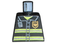 LEGO 973pb0300 Torso Fire Uniform Gold Badge, Silver Reflective Stripes, Dark Bluish Gray Radio Pattern - Main Product Image