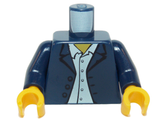 LEGO 973pb0333c01 Torso Town Blazer over White Button Down Shirt Pattern / Dark Blue Arms / Yellow Hands - Main Product Image