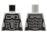LEGO 973pb0616 Torso Power Miners Silver Body Armor Front and Back, Drill on Upper Left Pattern - Main Product Image