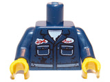 LEGO 973pb1025c01 Torso Mechanic with Pockets, Oil Stains, White Undershirt, and Raph Name Badge Pattern /  Arms / Yellow Hands - Main Product Image
