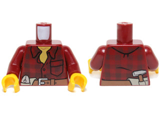 LEGO 973pb1256c01 Torso Flannel Shirt with Pocket and Belt with Pliers and Hammer Pattern /  Arms / Yellow Hands - Main Product Image