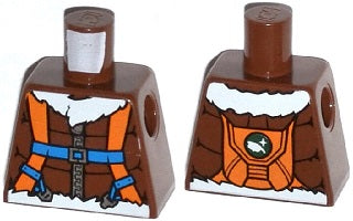 LEGO 973pb1704 Torso Aviator Jacket with Orange Parachute and Straps, Arctic Explorer Logo on Reverse Pattern - Main Product Image