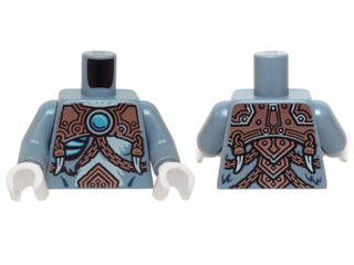 LEGO 973pb1911c01 Torso Fur with Glowing Bones, Copper Armor with Rivets, Chains and Blue Round Jewel (Chi) Pattern /  Arms / White Hands - Main Product Image