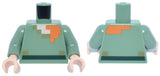 LEGO 973pb2186c01 Torso Pixelated Shirt with Olive Green Collar and Dark Green Belt, Light Nougat Neck, Orange Hair Pattern /  Arms / Light Nougat Hands - Main Product Image
