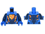 LEGO 973pb2239c01 Torso Nexo Knights Armor with Orange and Gold Circuitry and Falcon on Pentagonal Shield Pattern / Dark  Arms /  Hands - Main Product Image