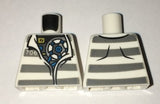 LEGO 973pb2487 Torso Town Prisoner Open Collar, Number 706, Dark Bluish Gray Stripes, Mechanical Pattern - Main Product Image