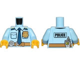 LEGO 973pb2600c01 Torso Police Shirt with Gold Badge, Dark Blue Tie, Dark Tan Belt and &#39;POLICE&#39; and Radio on Back Pattern /  Arms / Yellow Hands - Main Product Image