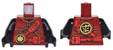 LEGO 973pb2608c01 Torso Ninjago Armor with Red Straps and Utility Belt with Fire Power Emblem Pattern / Black Arms / Black Hands - Main Product Image