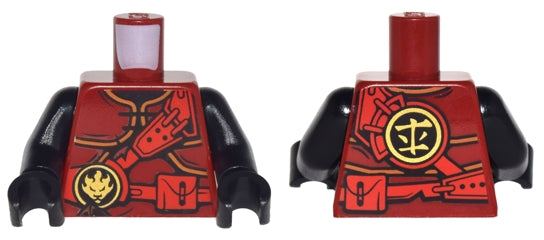 LEGO 973pb2608c01 Torso Ninjago Armor with Red Straps and Utility Belt with Fire Power Emblem Pattern / Black Arms / Black Hands - Main Product Image