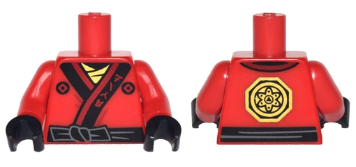 LEGO 973pb2783c01 Torso Ninjago Robe with Ninjago Logogram 'FIRE', Black Sash and Gold Emblem Pattern /  Arms / Black Hands - Main Product Image