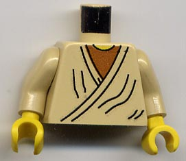 LEGO 973ps6c01 Torso SW Layered Shirt Old Obi-Wan Yellow Neck Pattern /  Arms / Yellow Hands - Main Product Image