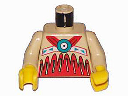 LEGO 973px106c01 Torso Western Indians Red on Bottom and Fringe Pattern /  Arms / Yellow Hands - Main Product Image