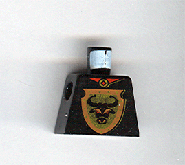 LEGO 973px120 Torso Castle Knights Kingdom Bull&#39;s Head on Brown Shield Pattern - Main Product Image