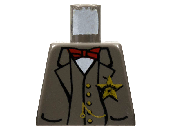 LEGO 973px161 Torso Western Sheriff Star Badge, Vest, Red Bow Tie and Watch Fob Pattern (Sheriff) - Main Product Image
