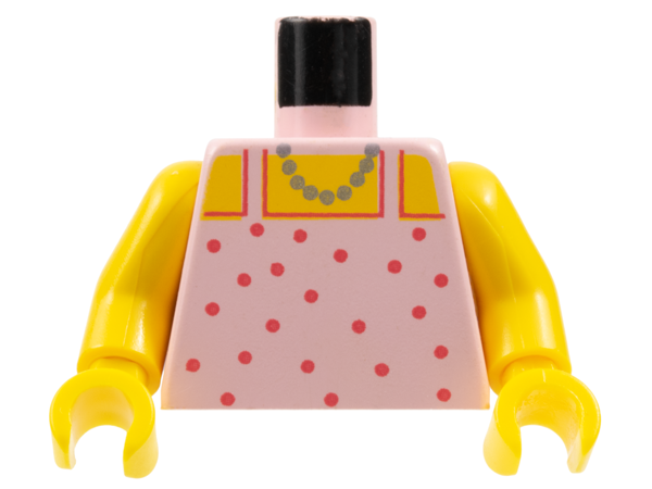 LEGO 973px23c01 Torso Paradisa Red Dot Top with Gold Necklace Pattern / Yellow Arms / Yellow Hands - Main Product Image