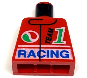 LEGO 973px36 Torso Jacket, Octan Logo, Black 'TEAM', Green Number 1, Blue 'RACING' Pattern - Main Product Image