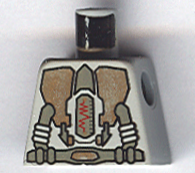 LEGO 973px57 Torso Spacesuit with Gold Armor Panels and Dark Gray Tubes, Belt and Display with Red Zig Zag Line Pattern - Main Product Image
