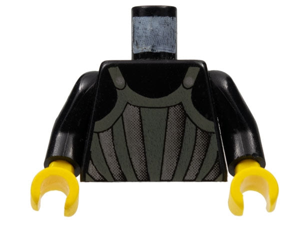 LEGO 973px90c01 Torso Castle Fright Knights Dark Gray, Silver Striped Armor Pattern /  Arms / Yellow Hands - Main Product Image