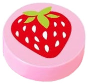 LEGO 98138pb015 Tile, Round 1 x 1 with Strawberry Pattern - Main Product Image