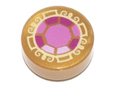 LEGO 98138pb026 Tile, Round 1 x 1 with Bright Pink, Dark Pink and Magenta Faceted Jewel Pattern - Main Product Image