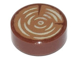 LEGO 98138pb042 Tile, Round 1 x 1 with Tree Stump / Wood Log Grain Pattern - Main Product Image