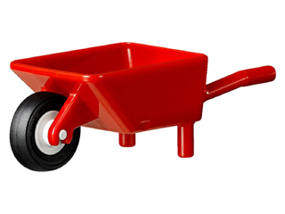 LEGO 98288c01 Minifigure, Utensil Wheelbarrow with White Pulley Wheel with Black Tire 14mm D. x 4mm Smooth Small Single with Number Embossed on Side (98288 / 3464c03) - Main Product Image