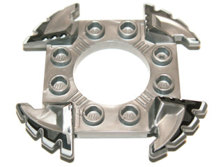 LEGO 98343pb01 Ring 4 x 4 with 2 x 2 Hole and 4 Serrated Ends with Black and White Pattern (Ninjago Spinner Crown) - Main Product Image