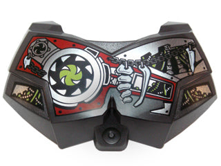 LEGO 98603pb019 Large Figure Chest Armor Small with White Bones, Lime Wires,  Chain and Silver Blades on Red and Silver Armor Plating Pattern - Main Product Image