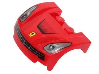 LEGO 98835pb012s Vehicle, Mudguard 3 x 4 x 1 2/3 Curved Front with Headlights and Black Grille with Car Engine Cover, Ferrari Logo Pattern (Sticker) - Set 40191 - Main Product Image