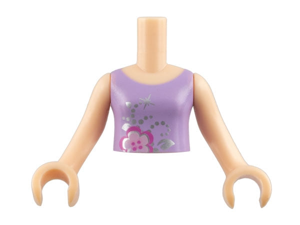 LEGO FTGpb001c01 Torso Mini Doll Girl Lavender Top with Flower Pattern,  Arms with Hands - Main Product Image